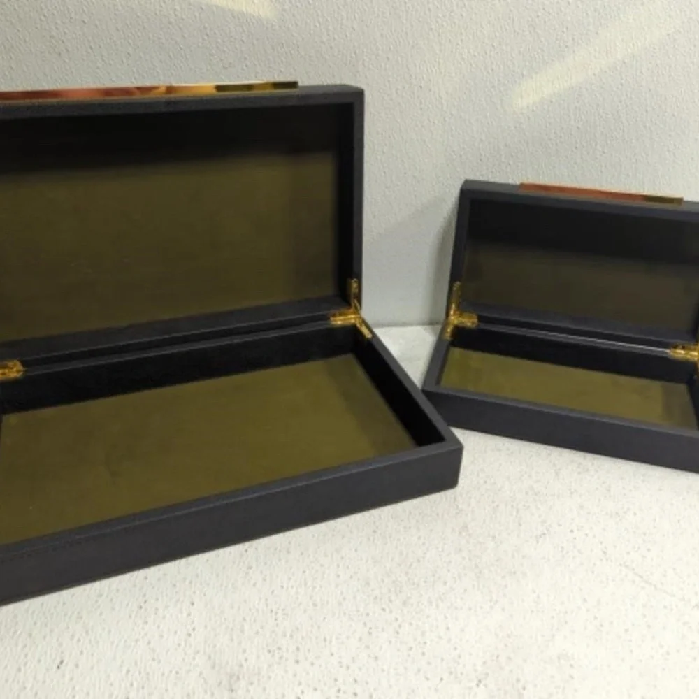 Black Jewelry Organizer Box with Gold Accent - Sleek Storage